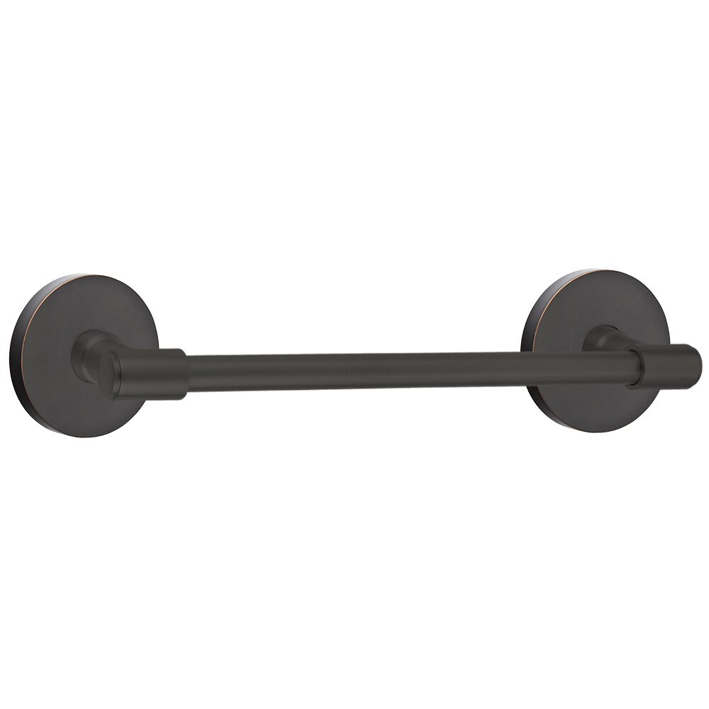 Emtek 18" Centers Transitional Brass Towel Bar with Small Disc Rosette in Oil Rubbed Bronze