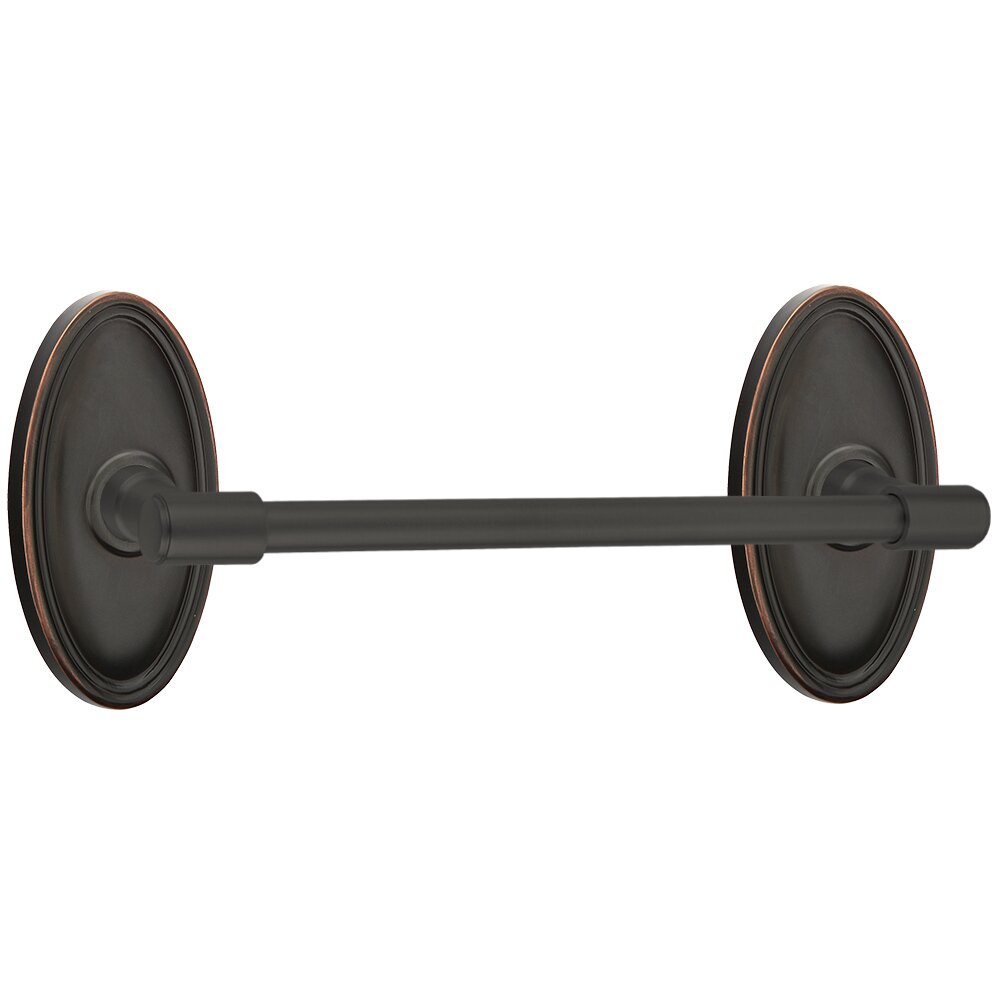 Emtek 18" Centers Transitional Brass Towel Bar with Oval Rosette in Oil Rubbed Bronze