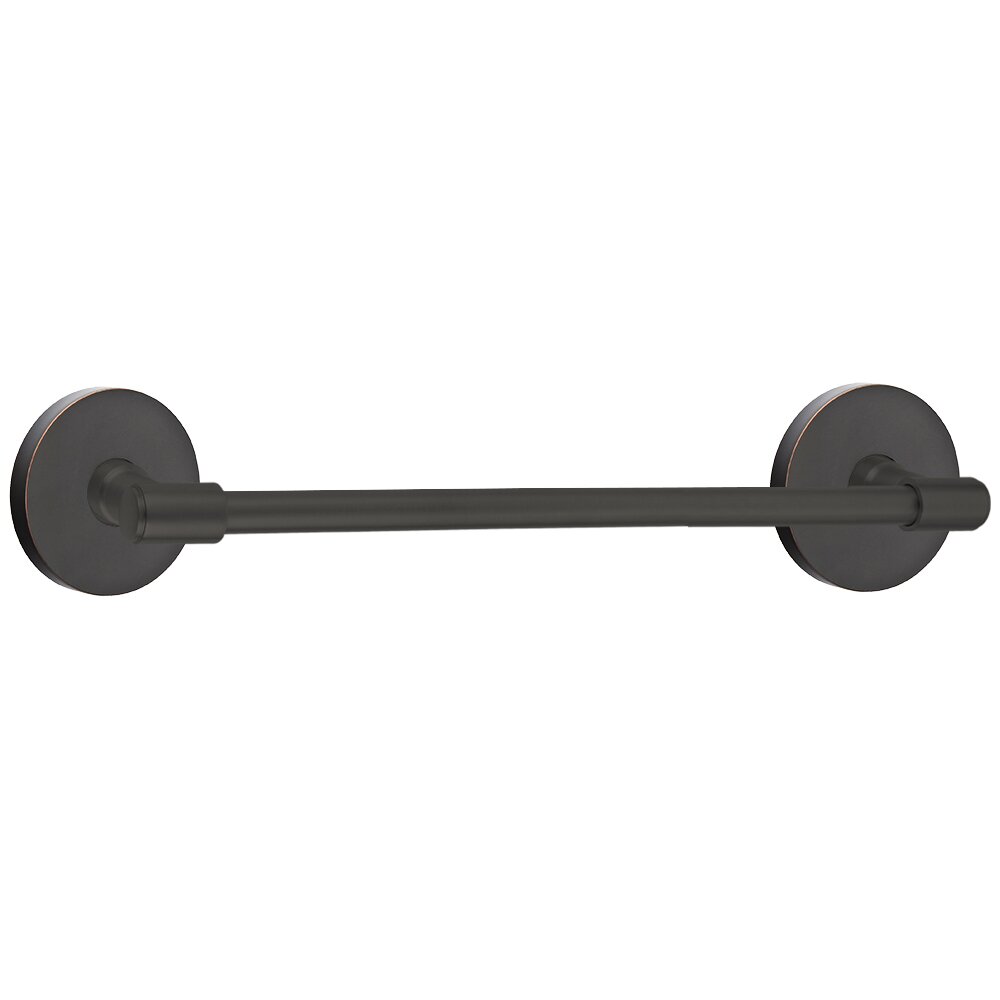 Emtek 24" Centers Transitional Brass Towel Bar with Small Disc Rosette in Oil Rubbed Bronze