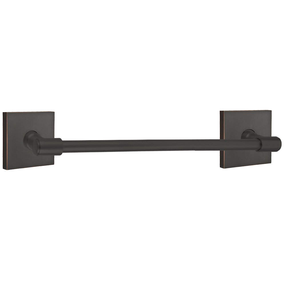 Emtek 24" Centers Transitional Brass Towel Bar with Square Rosette in Oil Rubbed Bronze