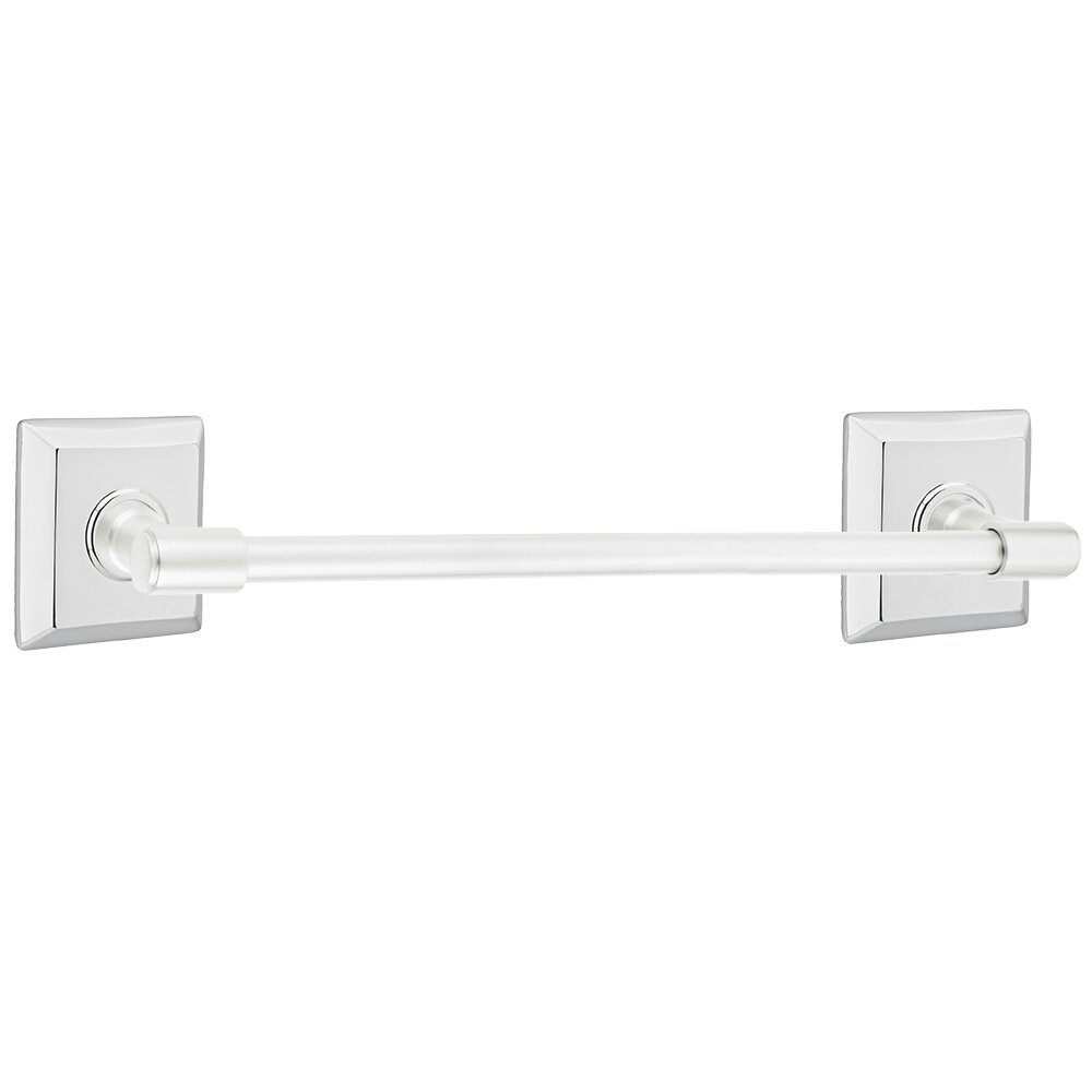 Emtek 24" Centers Transitional Brass Towel Bar with Quincy Rosette in Polished Chrome