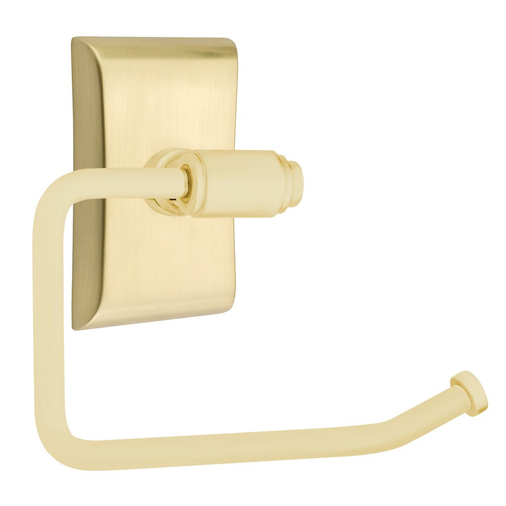 Emtek Transitional Brass Toilet Paper Holder with Neos Rosette in Satin Brass