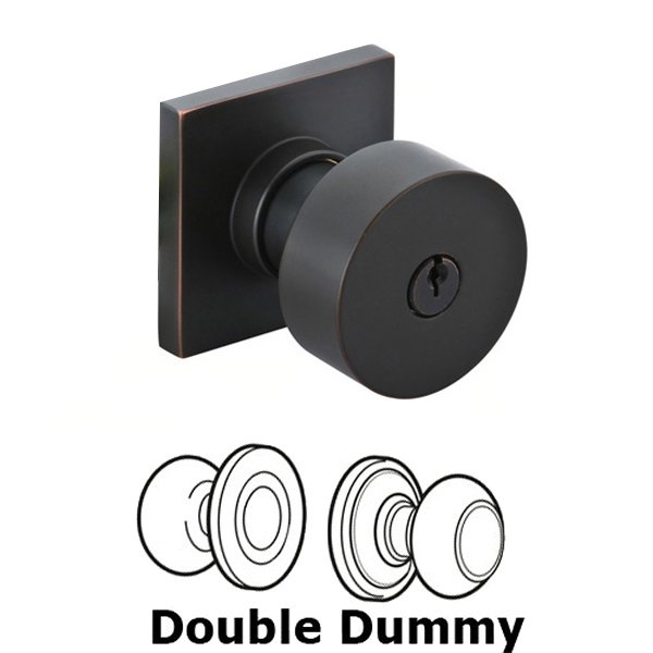 Emtek Double Dummy Round Knob With Square Rose in Oil Rubbed Bronze