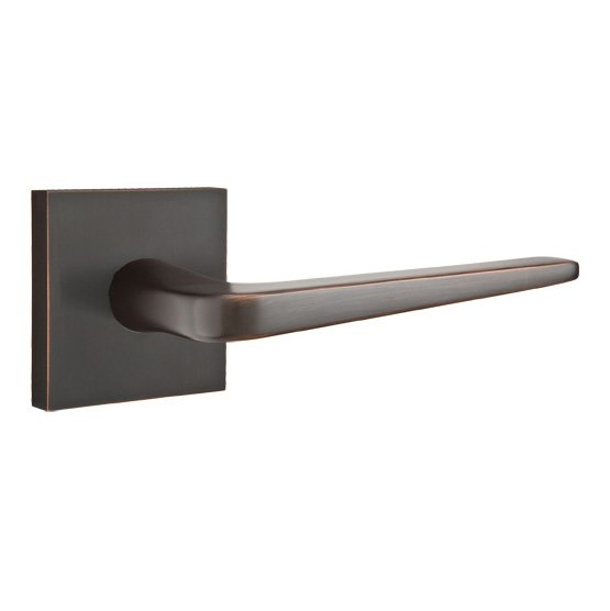 Emtek Single Dummy Right Handed Athena Door Lever With Square Rose in Oil Rubbed Bronze