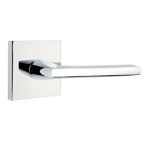 Emtek Single Dummy Right Handed Helios Door Lever With Square Rose in Polished Chrome