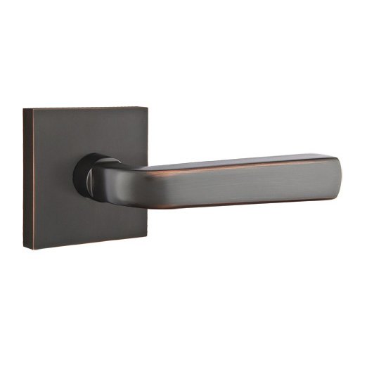 Emtek Single Dummy Right Handed Sion Door Lever With Square Rose in Oil Rubbed Bronze