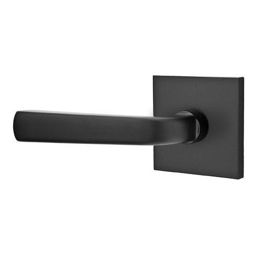 Emtek Single Dummy Left Handed Sion Door Lever With Square Rose in Flat Black