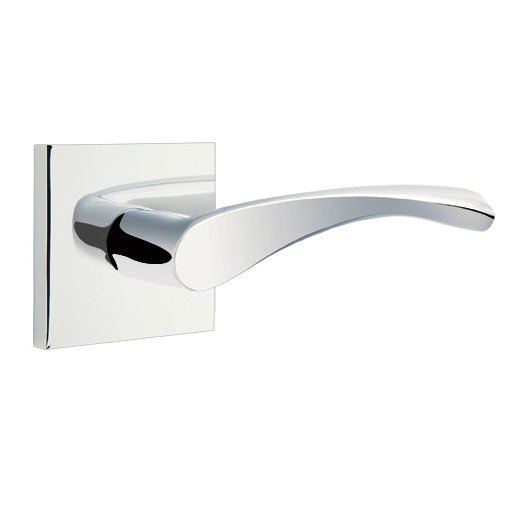 Emtek Single Dummy Right Handed Triton Door Lever With Square Rose in Polished Chrome