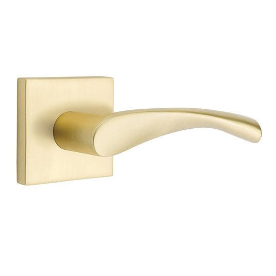 Emtek Single Dummy Right Handed Triton Door Lever With Square Rose in Satin Brass