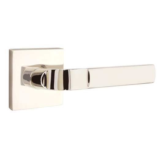 Emtek Single Dummy Aston Right Handed Lever with Square Rose in Polished Nickel