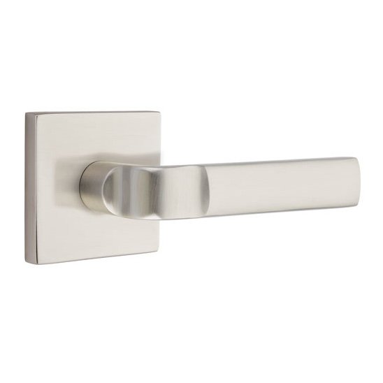Emtek Single Dummy Aston Right Handed Lever with Square Rose in Satin Nickel