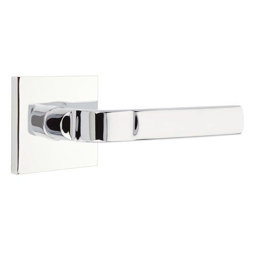Emtek Single Dummy Aston Right Handed Lever with Square Rose in Polished Chrome