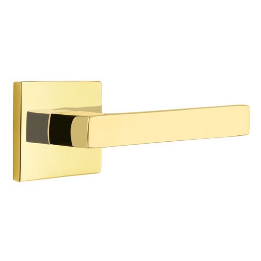 Emtek Single Dummy Dumont Right Handed Lever with Square Rose in Unlacquered Brass
