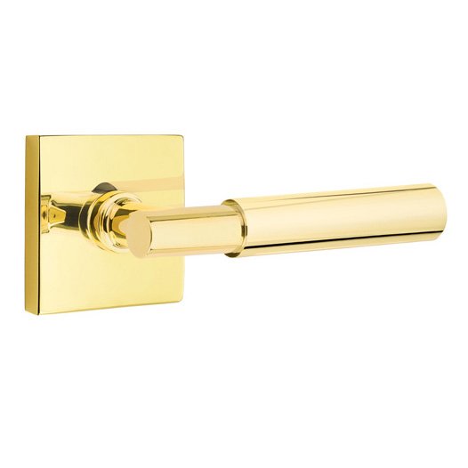 Emtek Single Dummy Myles Right Handed Lever with Square Rose in Unlacquered Brass