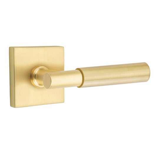 Emtek Single Dummy Myles Right Handed Lever with Square Rose in Satin Brass