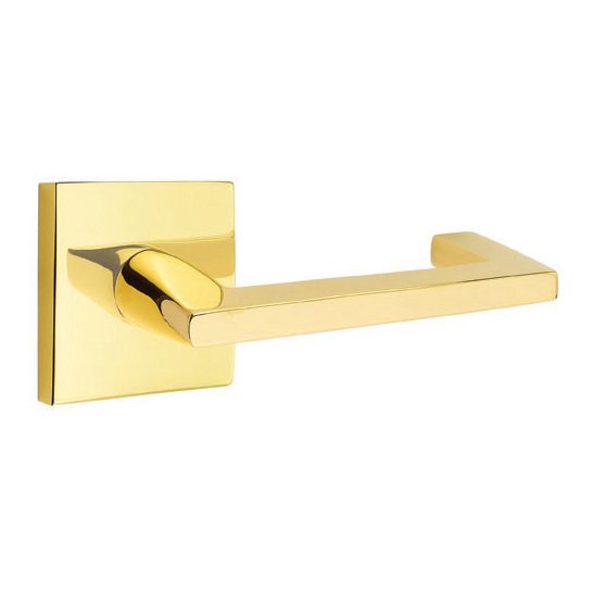 Emtek Double Dummy Argos Door Right Handed Lever With Square Rose in Unlacquered Brass