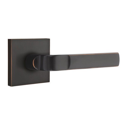 Emtek Double Dummy Aston Right Handed Lever with Square Rose in Oil Rubbed Bronze