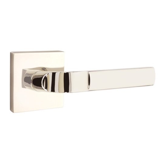 Emtek Double Dummy Aston Right Handed Lever with Square Rose in Polished Nickel