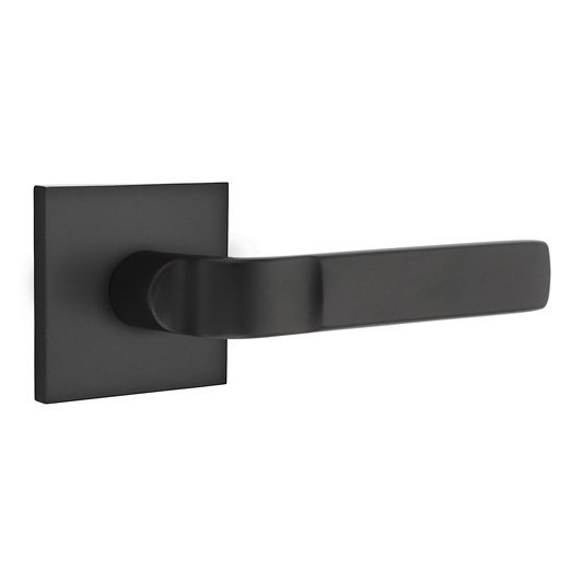 Emtek Double Dummy Aston Right Handed Lever with Square Rose in Flat Black