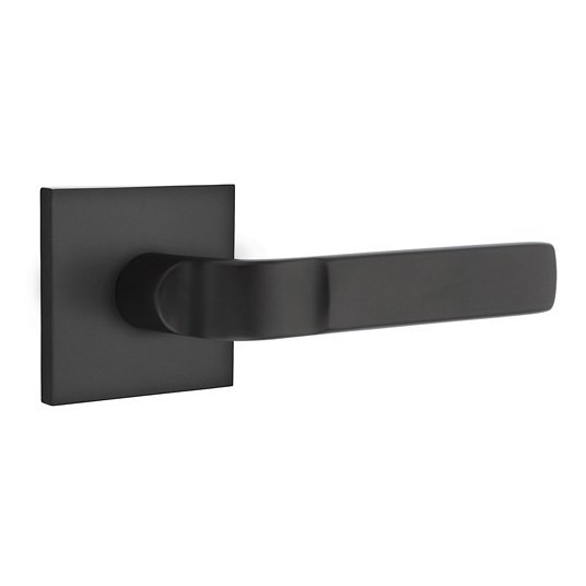 Emtek Double Dummy Aston Right Handed Lever with Square Rose in Flat Black