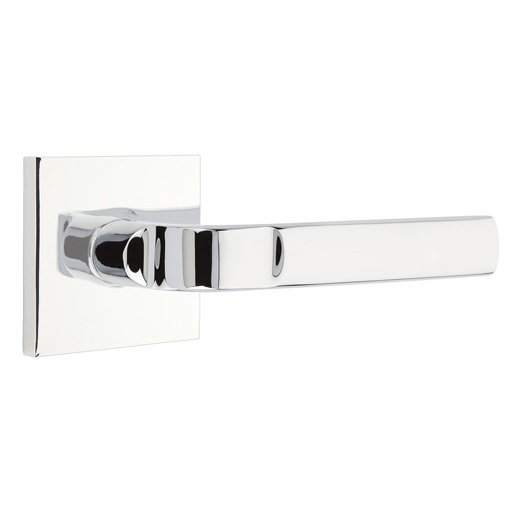 Emtek Double Dummy Aston Right Handed Lever with Square Rose in Polished Chrome