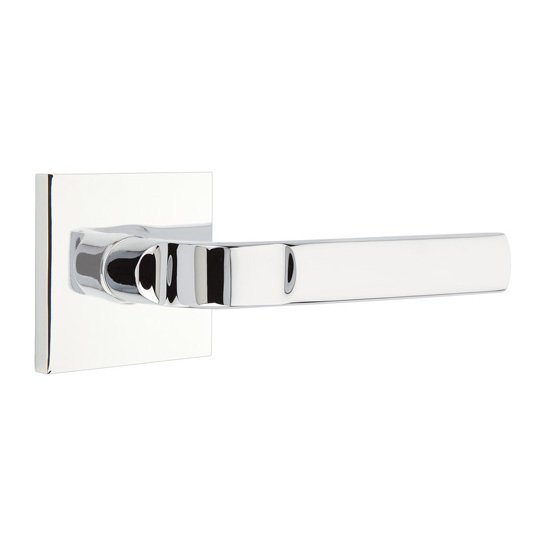 Emtek Double Dummy Aston Right Handed Lever with Square Rose in Polished Chrome