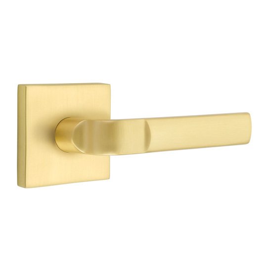 Emtek Double Dummy Aston Right Handed Lever with Square Rose in Satin Brass