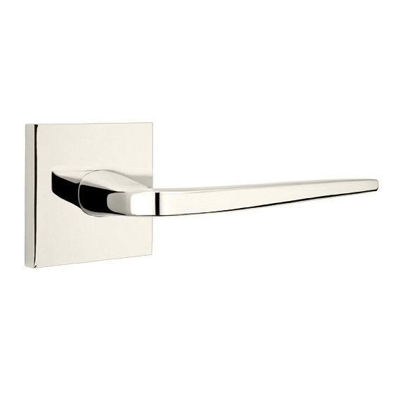 Emtek Double Dummy Athena Door Right Handed Lever With Square Rose in Polished Nickel