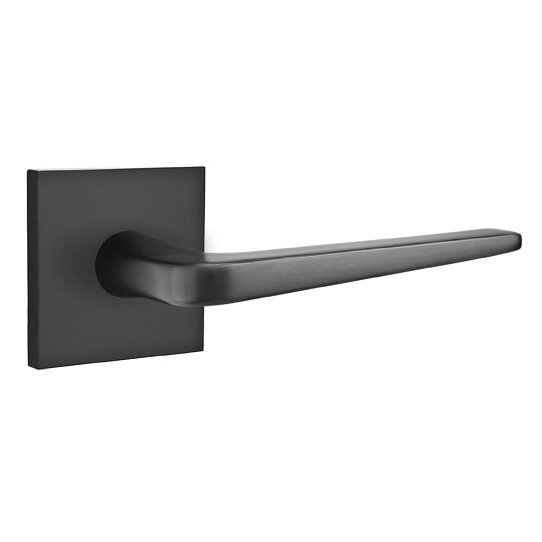 Emtek Double Dummy Athena Door Right Handed Lever With Square Rose in Flat Black