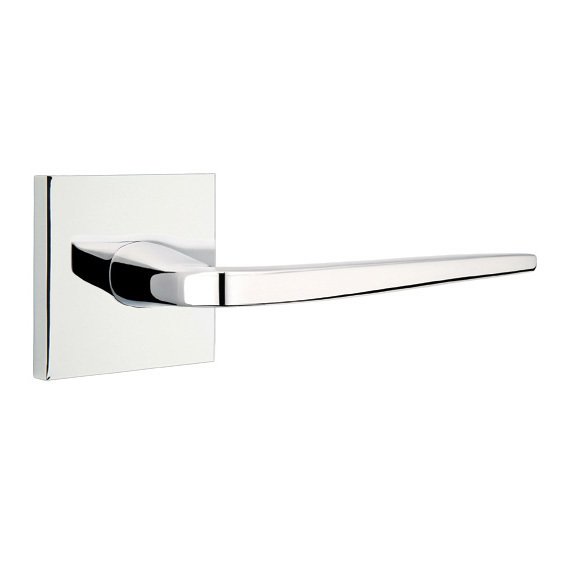 Emtek Double Dummy Athena Door Right Handed Lever With Square Rose in Polished Chrome
