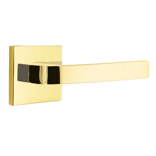 Emtek Double Dummy Breslin Right Handed Lever with Square Rose in Unlacquered Brass
