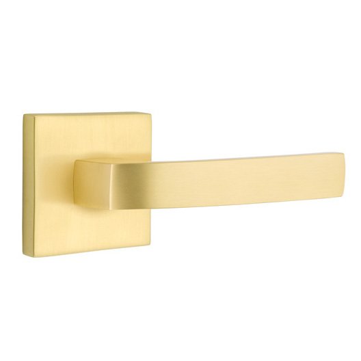 Emtek Double Dummy Breslin Right Handed Lever with Square Rose in Satin Brass