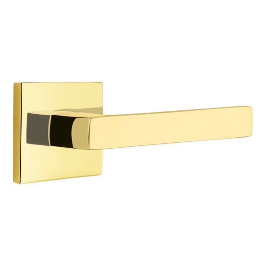 Emtek Double Dummy Dumont Right Handed Lever with Square Rose in Unlacquered Brass