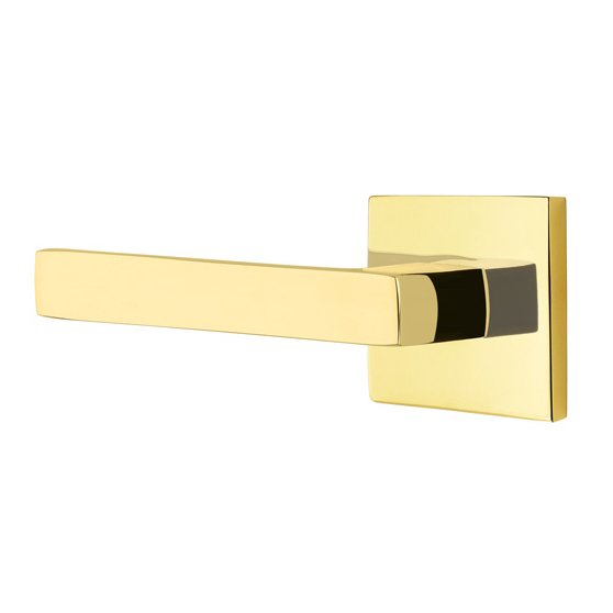 Emtek Double Dummy Dumont Left Handed Lever with Square Rose in Unlacquered Brass