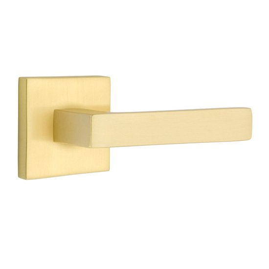 Emtek Double Dummy Dumont Right Handed Lever with Square Rose in Satin Brass