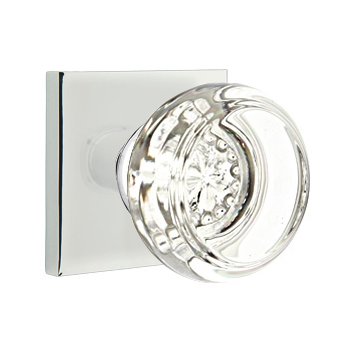 Emtek Georgetown Double Dummy Door Knob with Square Rose in Polished Chrome