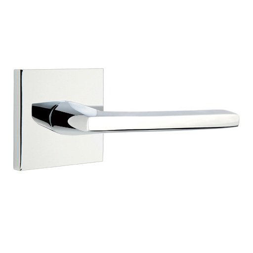 Emtek Double Dummy Helios Door Right Handed Lever With Square Rose in Polished Chrome