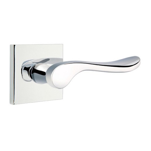Emtek Double Dummy Luzern Door Right Handed Lever With Square Rose in Polished Chrome
