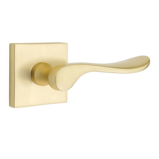 Emtek Double Dummy Luzern Door Right Handed Lever With Square Rose in Satin Brass