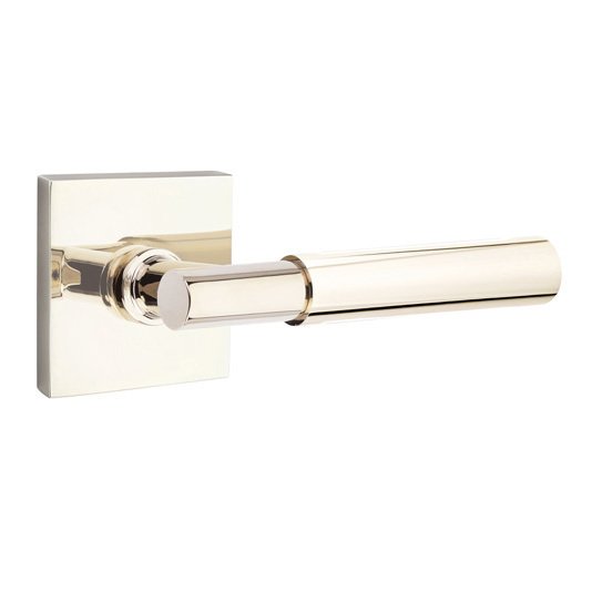Emtek Double Dummy Myles Right Handed Lever with Square Rose in Polished Nickel