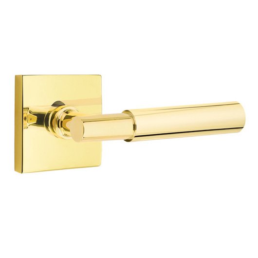 Emtek Double Dummy Myles Right Handed Lever with Square Rose in Unlacquered Brass