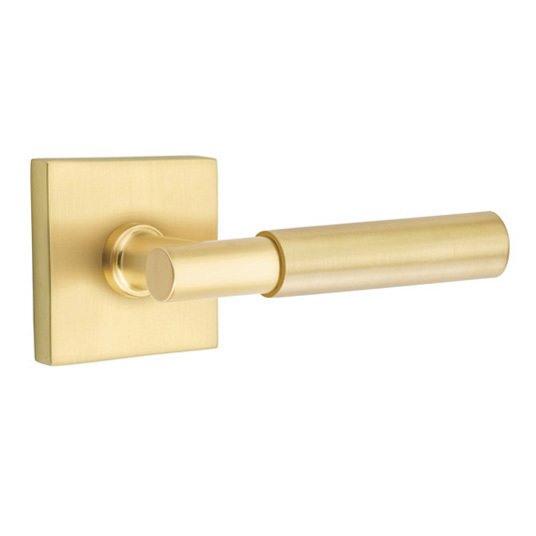 Emtek Double Dummy Myles Right Handed Lever with Square Rose in Satin Brass