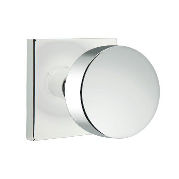 Emtek Double Dummy Round Door Knob With Square Rose in Polished Chrome