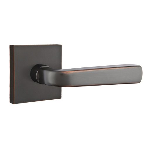 Emtek Double Dummy Sion Door Right Handed Lever With Square Rose in Oil Rubbed Bronze