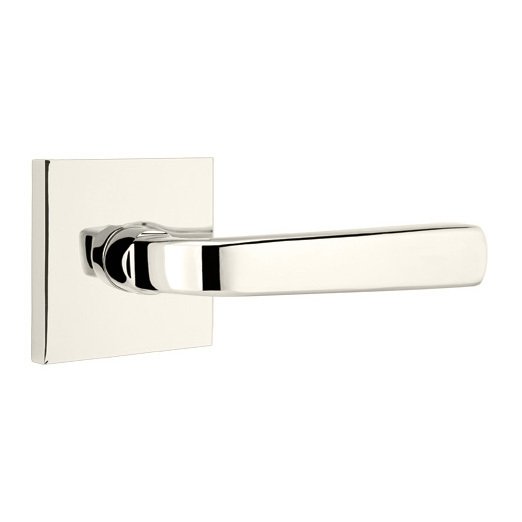 Emtek Double Dummy Sion Door Right Handed Lever With Square Rose in Polished Nickel