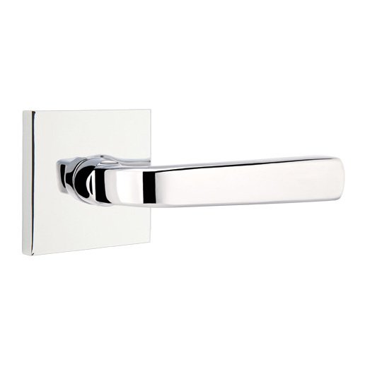 Emtek Double Dummy Sion Door Right Handed Lever With Square Rose in Polished Chrome