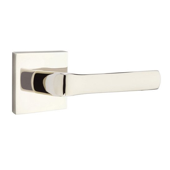 Emtek Double Dummy Spencer Right Handed Lever with Square Rose in Polished Nickel