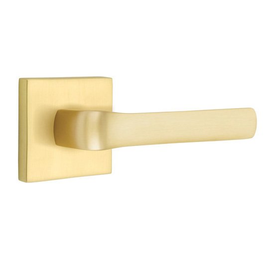 Emtek Double Dummy Spencer Right Handed Lever with Square Rose in Satin Brass