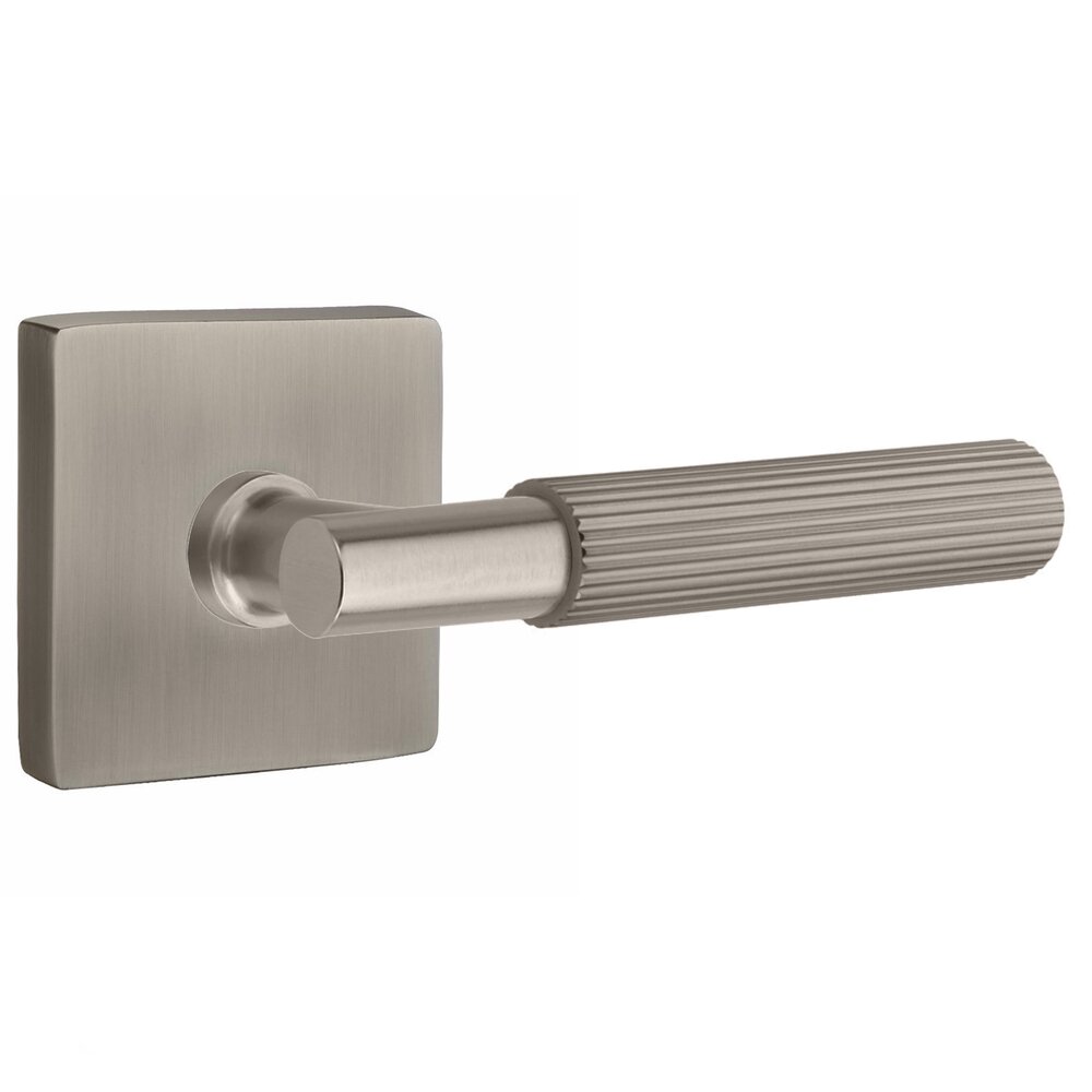Emtek Double Dummy Straight Knurled Lever with T-Bar Stem and Square Rose in Pewter