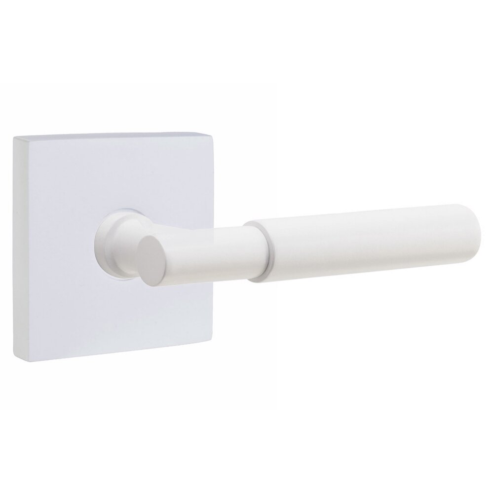 Emtek Single Dummy Smooth Lever with T-Bar Stem and Square Rose in Matte White